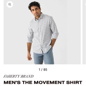 Faherty Men's Grey and White Plaid Shirt